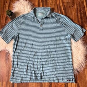 Faherty Men’s Blue Stripe Short Sleeve Polo Tee